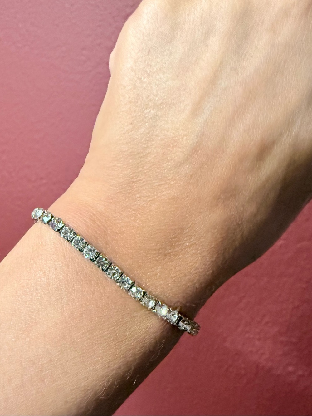 Classic Silver-Tone Tennis Bracelet with Clear Stones